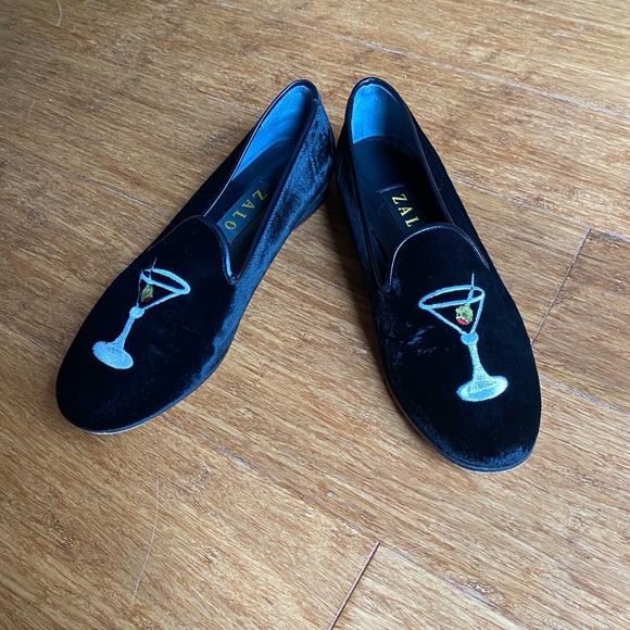Zalo Velvet Embroidered Martini Loafers, Size 8.5 - Picture 6 of 6